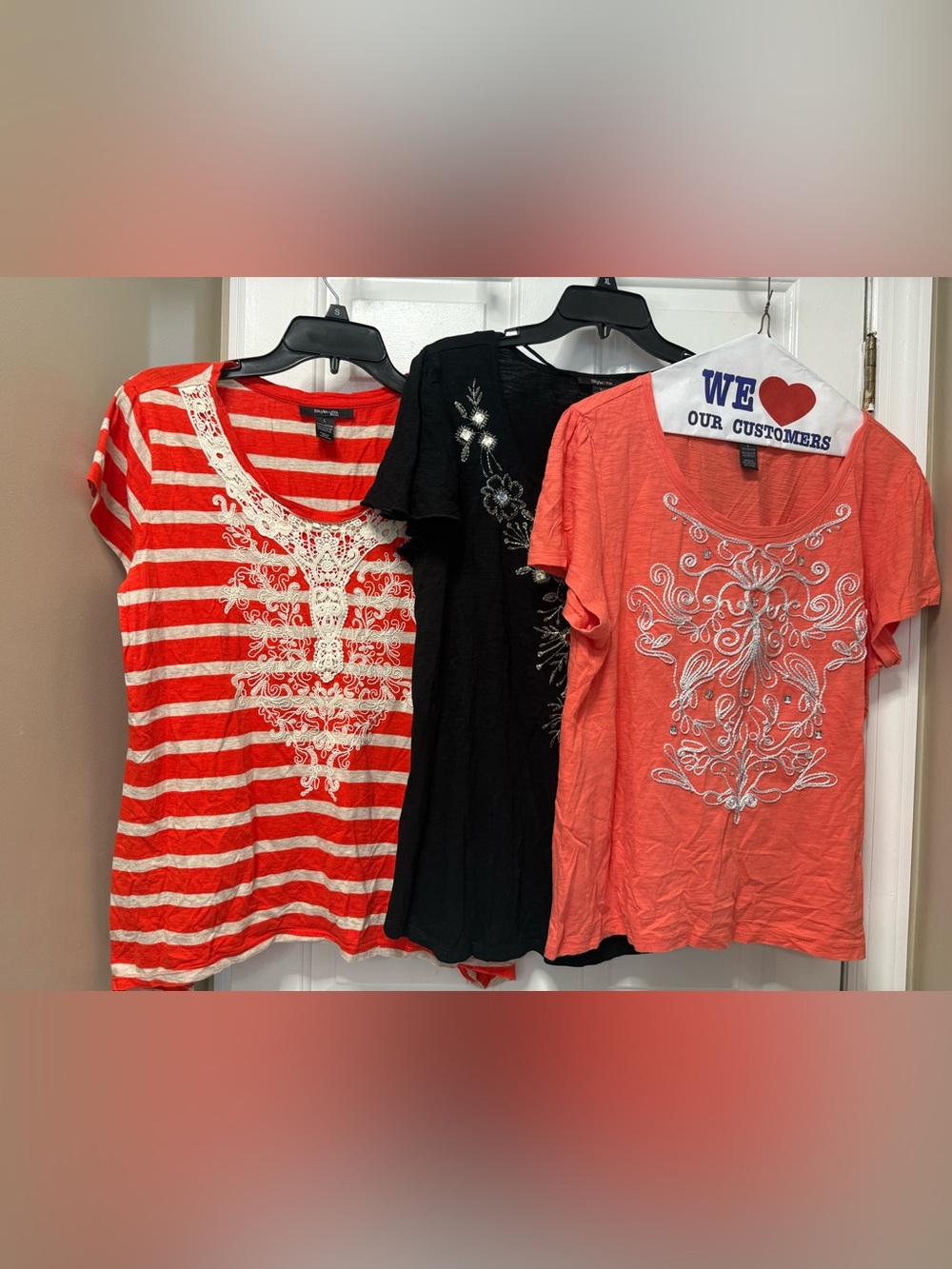 Style & Co Top Lot (3) Boho Embroidered Lace Sequin & Tasseled Shirts Large EUC